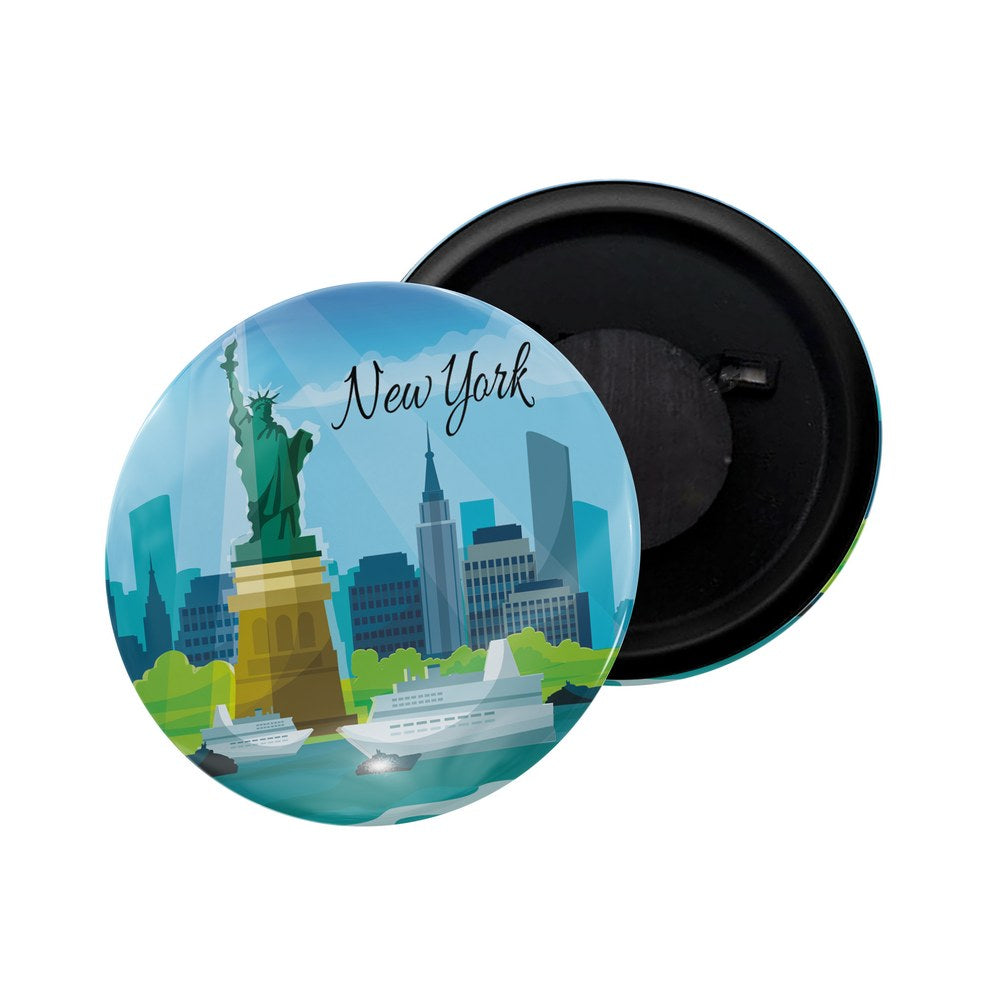 dhcrafts Fridge Magnet Multicolor New York New York Glossy Finish Design Pack of 1 (58mm)